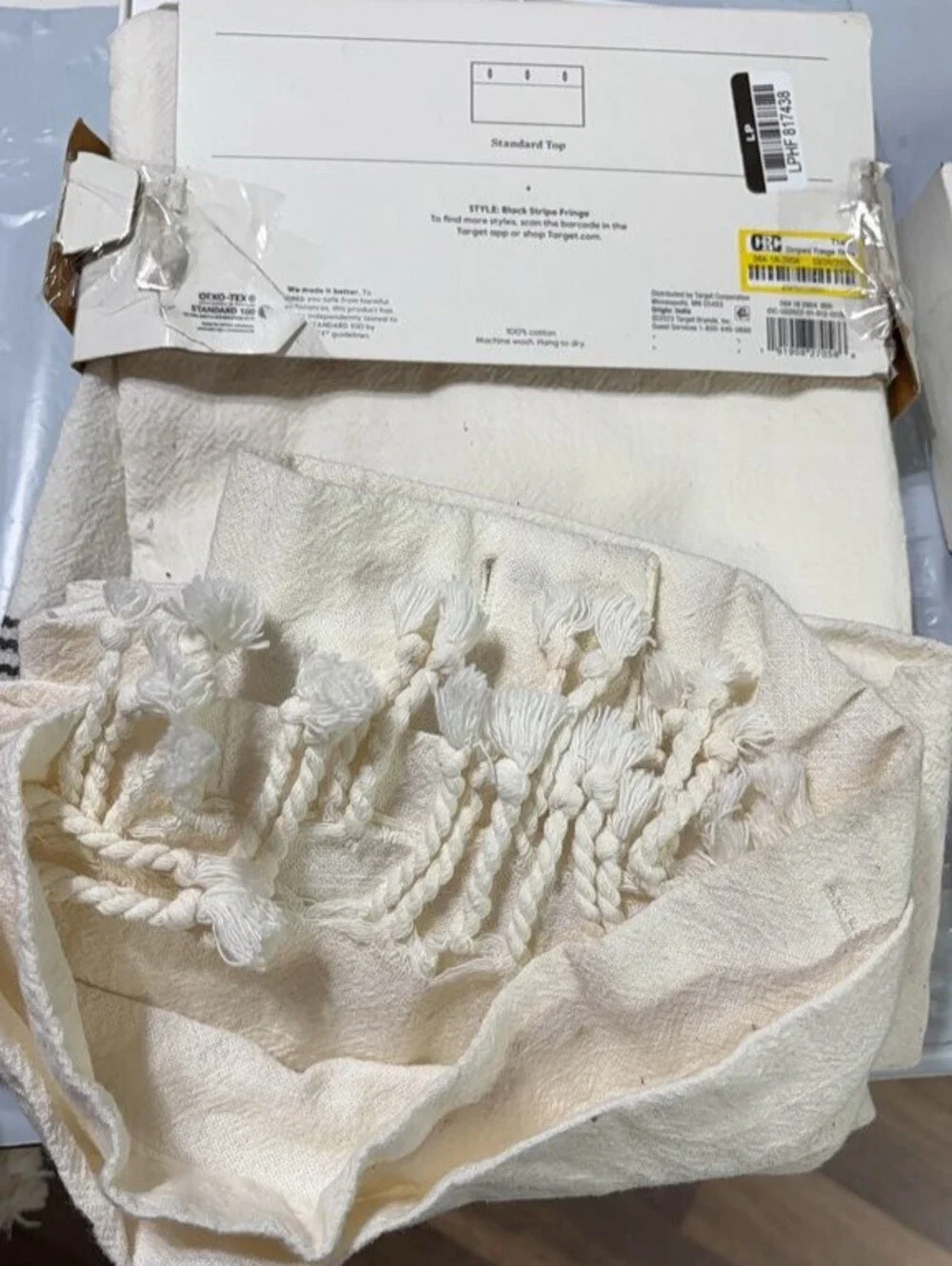 Threshold 100% Cotton Shower Curtain with tassles 72 by 72 NWT